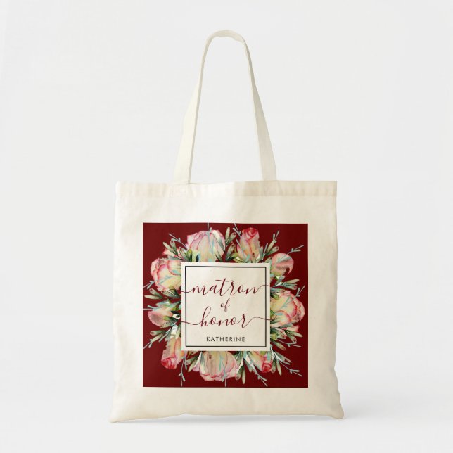 Burgund Blush Pink Bläsermatron der Ehrenhochzeit Tragetasche (Vorne)