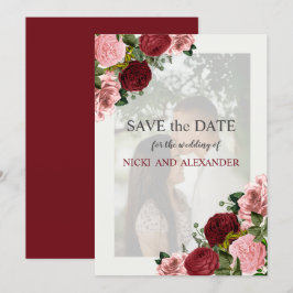Burgund Blush Pink Bloral Hochzeit Rett Datum Einladung
