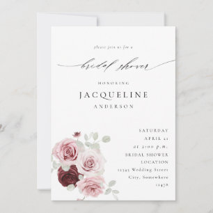 Burgund & Blush Pink Floral 6 Ele Brautparty B Einladung