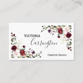Burgund Blush Pink Floral Moderne Visitenkarte