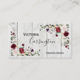 Burgund Blush Pink Floral Moderne Visitenkarte