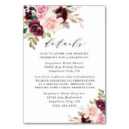 Burgund Blush Pink Gold Hochzeitkarten Tischnummer