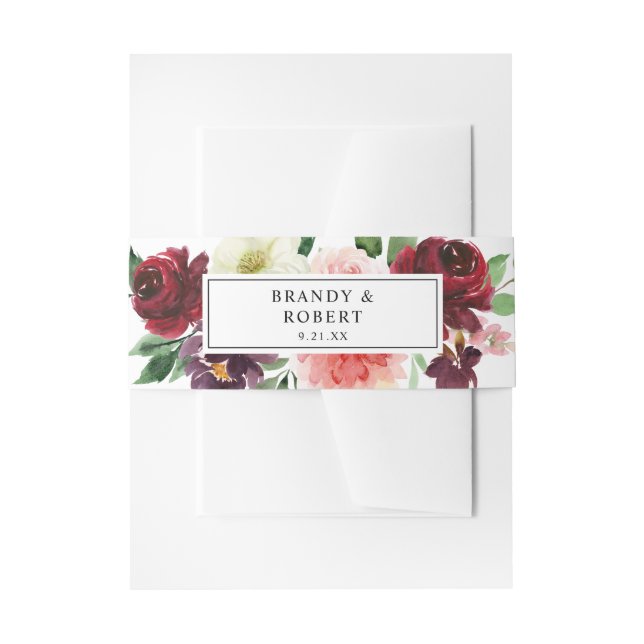 Burgund & Blush Rosa 4C Bläschen Einladungsbanderole (Vorderseite Beispiel)