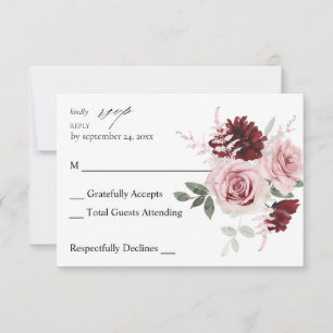 Burgund & Blush Rosa Bläschen Ele 6 zum UAWG RSVP Karte