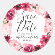 Burgund & Blush Rosa Blumenreath Save the Date