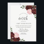 Burgund Blush Rose 60. Geburtstagsparty Einladung<br><div class="desc">Burgundy Blush Rose 60. Geburtstagsparty Einladung Siehe Matching Kollektion im Handel</div>