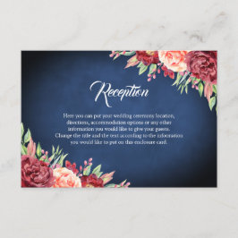 Burgund Blush Rose Blumenkorallendecke Hochzeit Begleitkarte