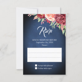 Burgund Blush Rose Blumenkorallendecke Hochzeit RSVP Karte