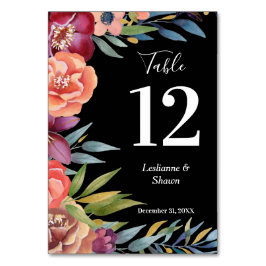 Burgund Blush Tropical Floral Moderne Tischnummer