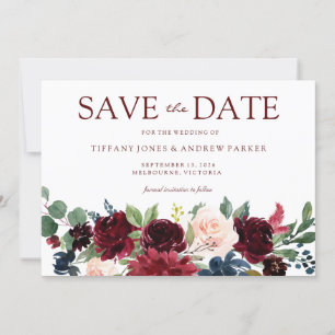 Burgund Blush Wasserfarbe Blumenhochzeit Save The Date