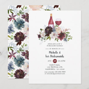 Burgund & Blush Weinverkostung Bridesmaids Einladung