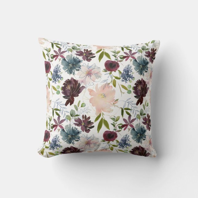 Burgund, Blüte und Navy Kissen (Vorderseite)