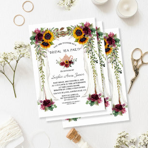 Burgund Blütenblume Canopy Bridal Tee Party Einladung