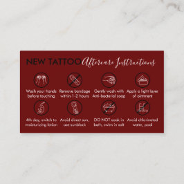 Burgund Body Art Aftercare Instructions Tattoo Visitenkarte