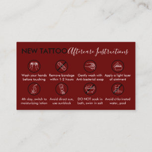Burgund Body Art Aftercare Instructions Tattoo Visitenkarte