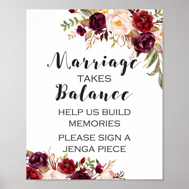 Burgund Boho Floral unterzeichnen - Die Ehe geht a Poster (Vorne)