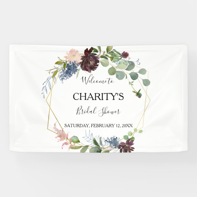 Burgund Brautparty Banner (Horizontal)