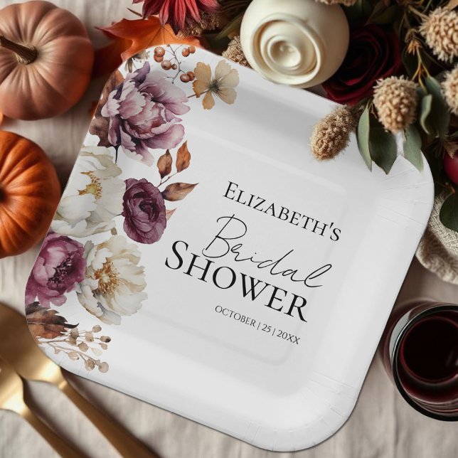 Burgund-Brautparty Pappteller (Von Creator hochgeladen)