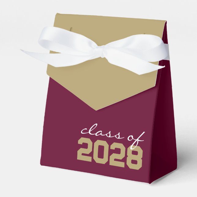 Burgund & Bronze Gold Abschluss Gefälligkeitsboxen Geschenkschachtel (Vorderseite)