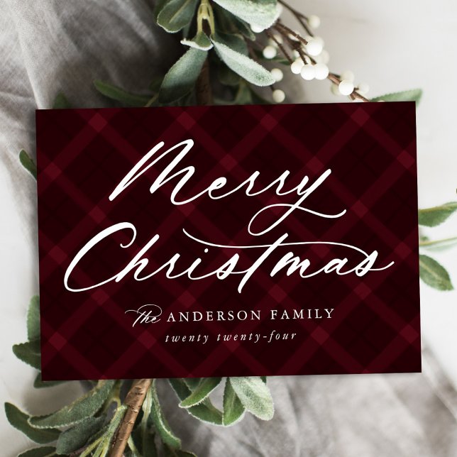 Burgund Brushed Kariert Frohe Weihnachten Non-Foto (Von Creator hochgeladen)