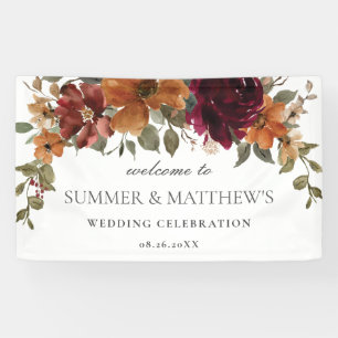 Burgund Burnt Orange Rust Floral Wedding Hintergru Banner