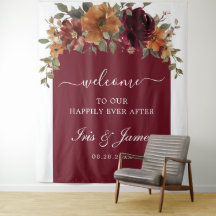 Burgund Burnt Orange Rust Floral Wedding Hintergru