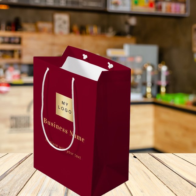 Burgund Business Logo Papier Einkaufstasche Mittlere Geschenktüte (Von Creator hochgeladen)