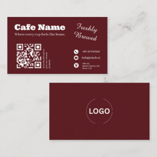 Burgund Café Geschäftskarten QR-Code-Design Visitenkarte