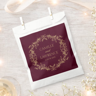 Burgund Champagne Toile Floral Rahmen Hochzeit Geschenktütchen