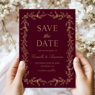Burgund Champagner Toile Blumenrahmen Hochzeit Save The Date