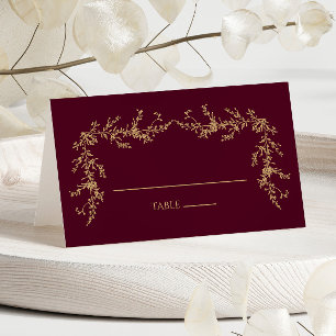 Burgund Champagner Toile Floral Rahmen Hochzeit Platzkarte