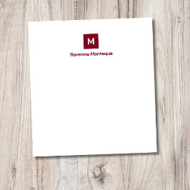 Burgund Chic Modern Trendiges Monogramm Name Notizblock