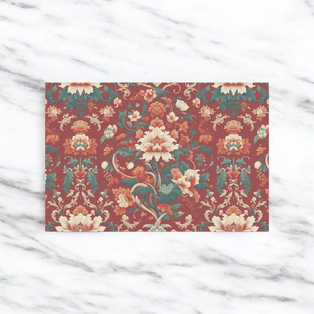 Burgund Chinoiserie Grandmillenial Toile Seidenpapier (Von Creator hochgeladen)