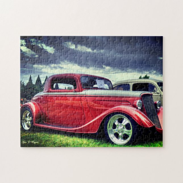 Burgund Classic Roadster Vintag Hotrod Car (Horizontal)