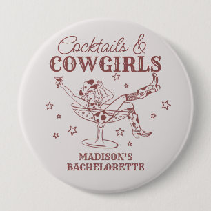 Burgund Cocktails und Cowgirls Bachelorette Gefall Button