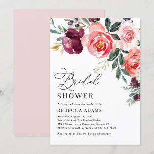 Burgund & Coral Peach Brautparty Einladung