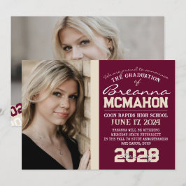 Burgund & Cream Abschluss 2 Foto Ankündigung