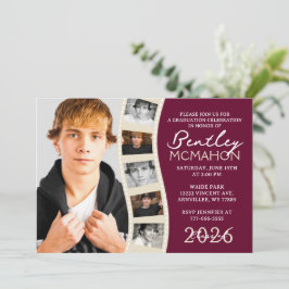 Burgund Cream Foto Filmstrip Abschluss Collage Einladung