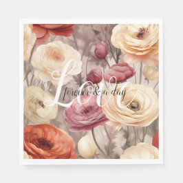 Burgund Cream Spring Flowers Hochzeitsstimmung Lie Serviette
