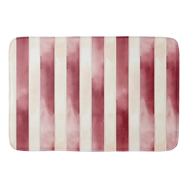 Burgund Cream Streifen Badematte (Vorderseite)