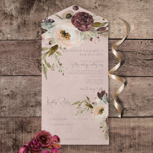Burgund Creme Rosa Antike Pfingstrosen Rosa Kein A All In One Einladung