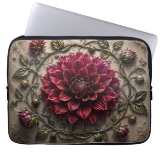 Burgund Dahlia-Blumen Botanische Blumenkunst Laptopschutzhülle