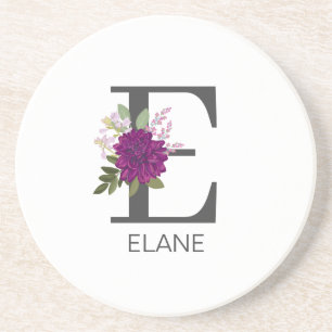 Burgund-Dahlie Florales Alphabet Buchstaben Monogr Getränkeuntersetzer