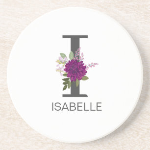 Burgund Dahlie Florales Alphabet Buchstaben Monogr Getränkeuntersetzer