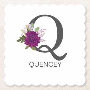 Burgund Dahlie Florales Alphabet Buchstaben Monogr Untersetzer