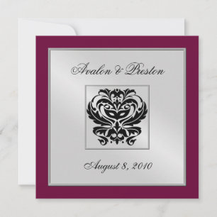 Burgund Damask Hochzeit Wappen Einladung