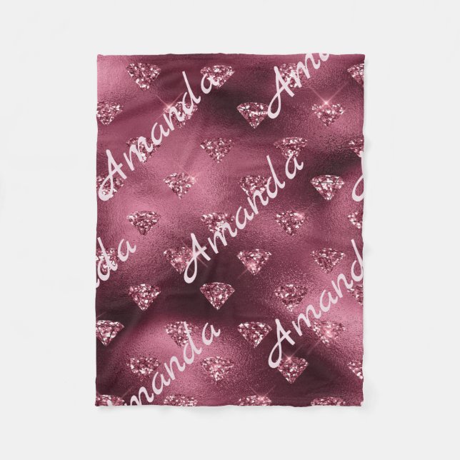Burgund Diamond Personalisiert Fleecedecke (Vorderseite)