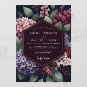 Burgund dunkle botanische Hochzeit Einladung