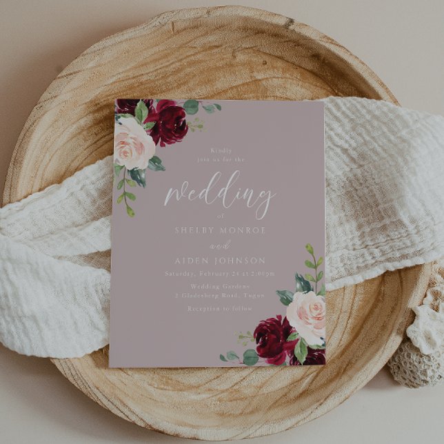 Burgund Dusty Rose Budget Einladung Hochzeit (Von Creator hochgeladen)
