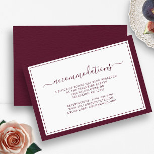 Burgund-einfache-elegante-Schrift-Unterkünfte Begleitkarte